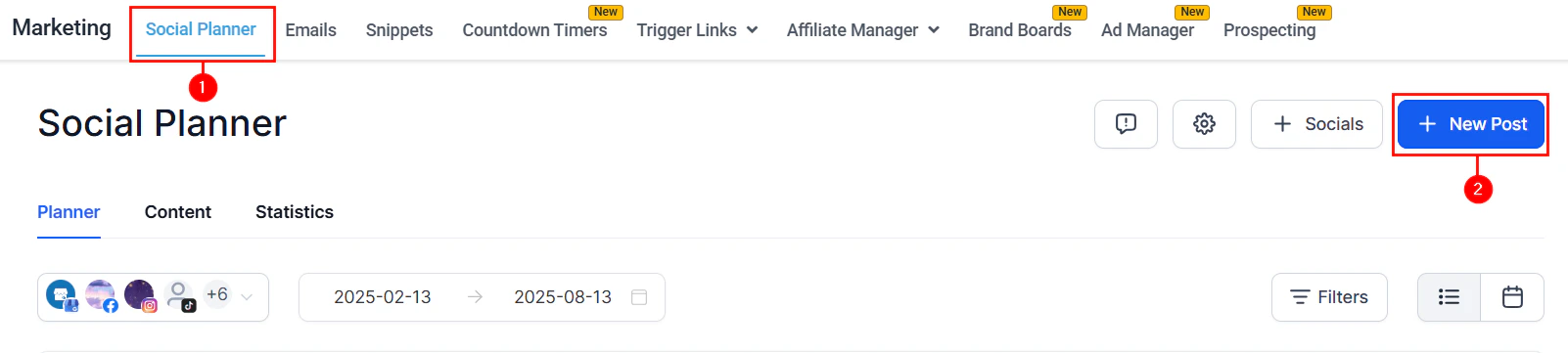 New post account selection