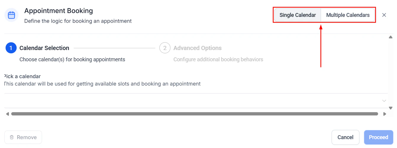 Calendar selection and appointment booking settings