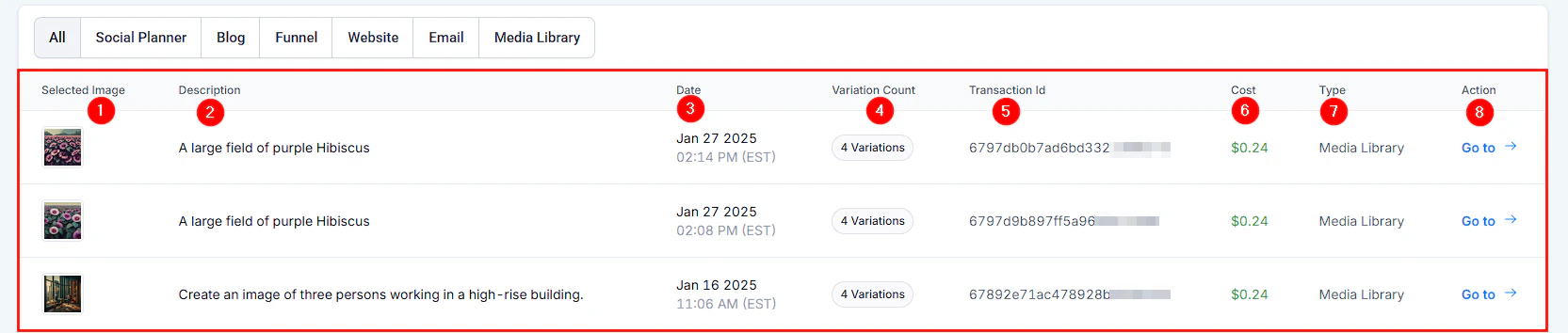 AI-generated image result from Content AI