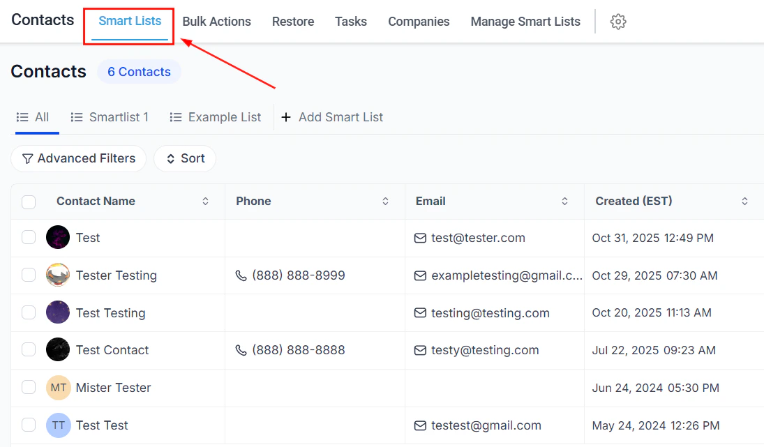 Select contacts for deletion