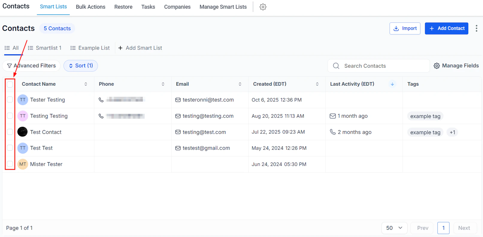 Send SMS option in bulk actions