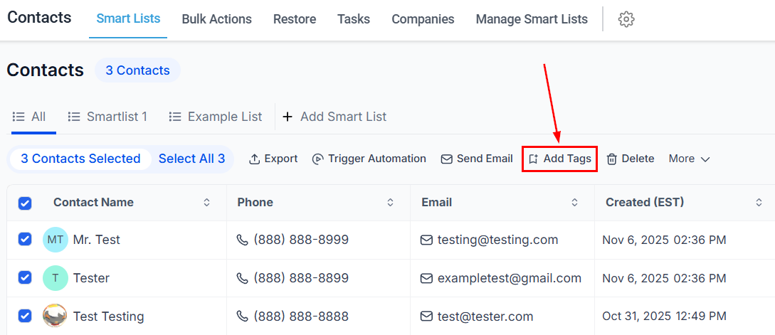 Tag selection dropdown for bulk add