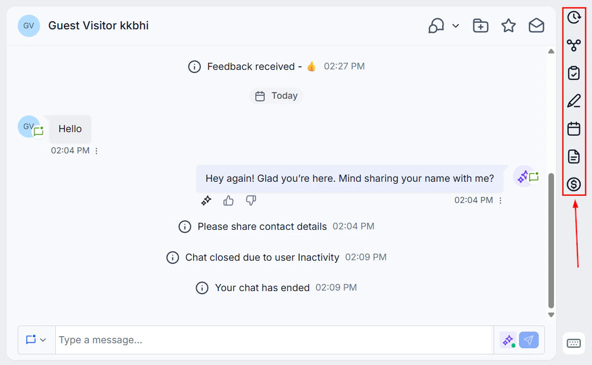 Right-side information panel