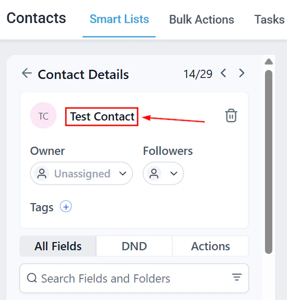 Contact record overview