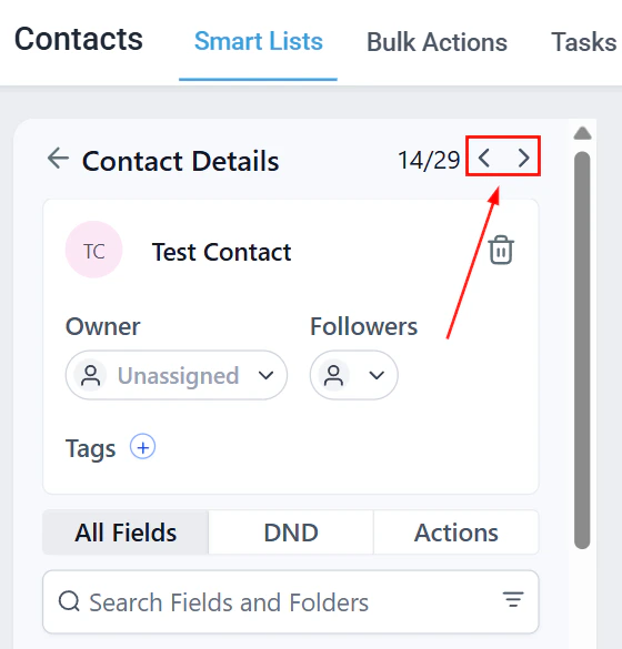 Contact details layout with left and right panels