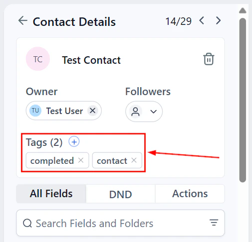 Contact Info tab