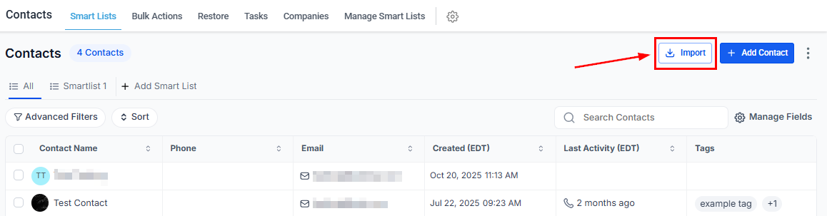 Upload CSV file step