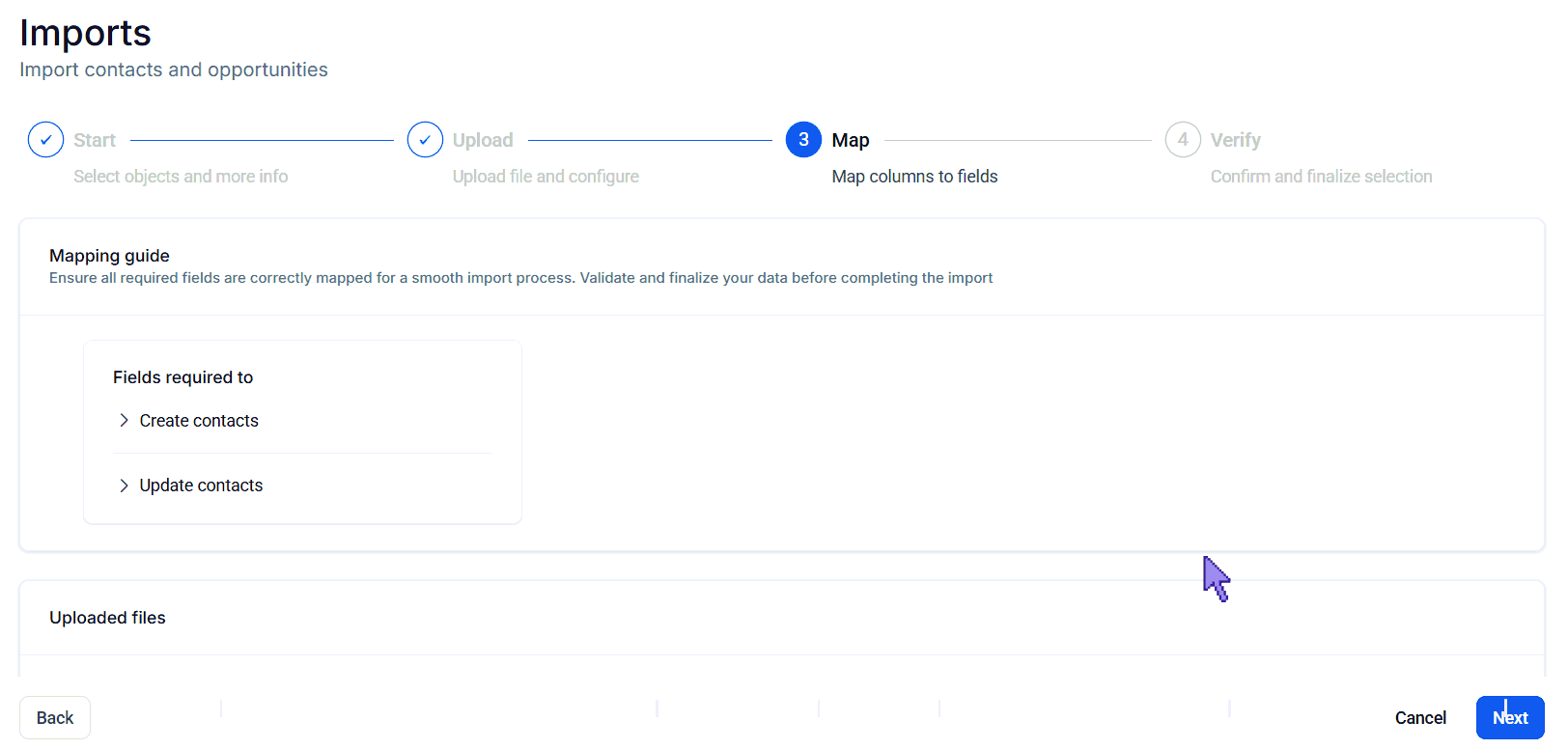 Import progress in Bulk Actions tab