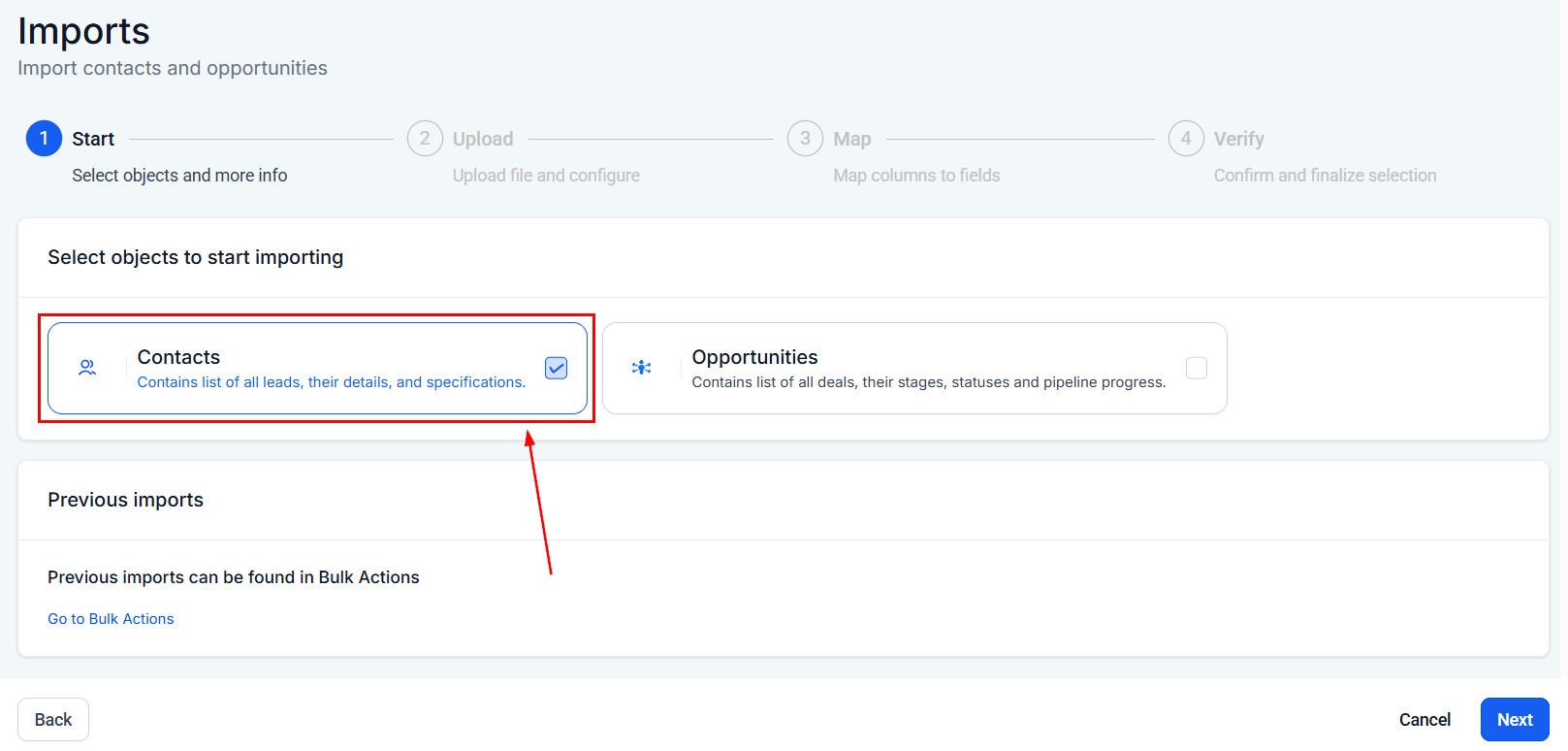 Post-import preferences screen