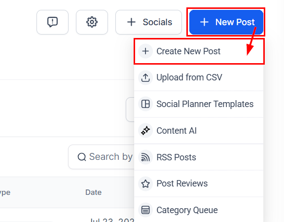 Social Planner post creation with AI