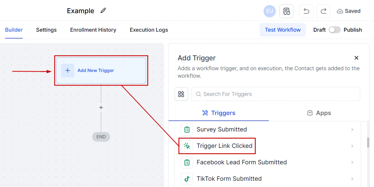 Creating a trigger link