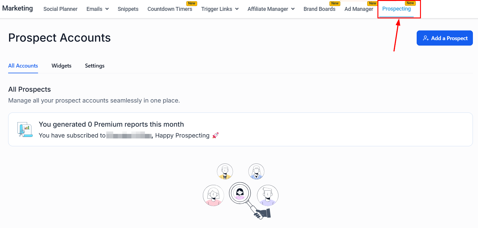 Prospecting tool navigation