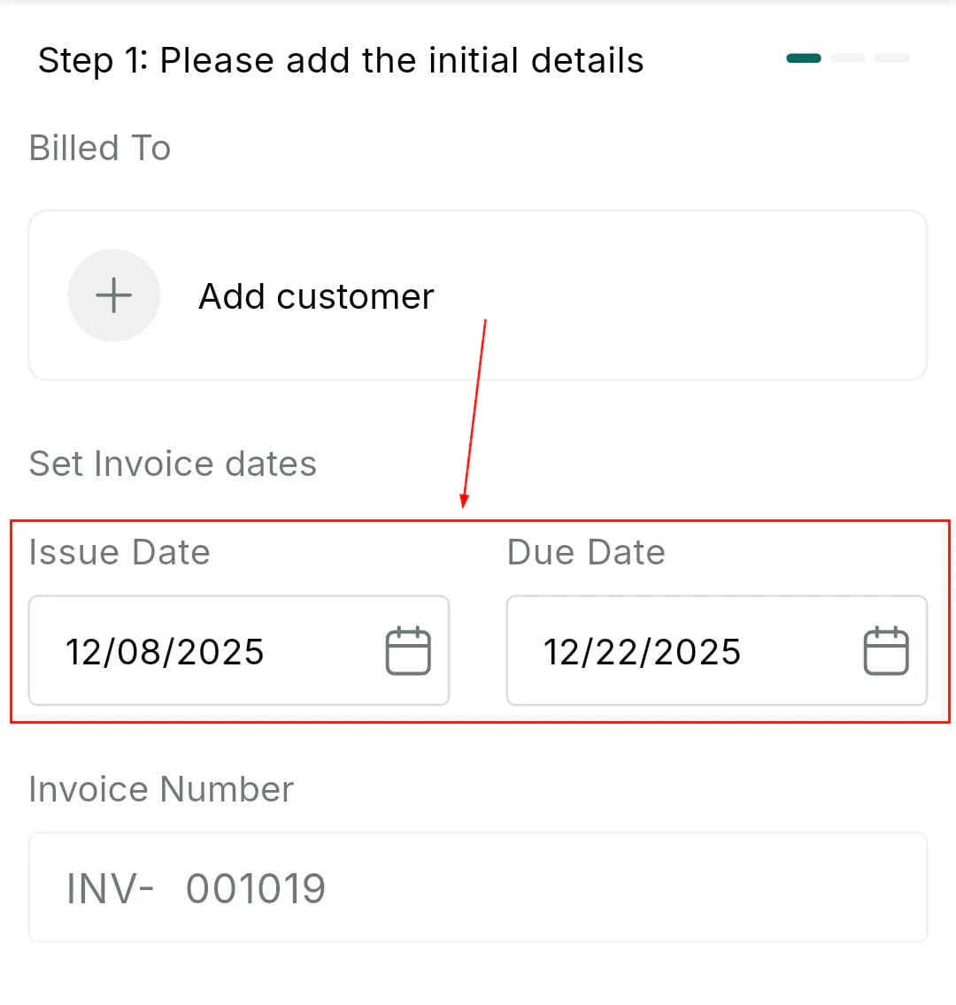 Invoice issue date