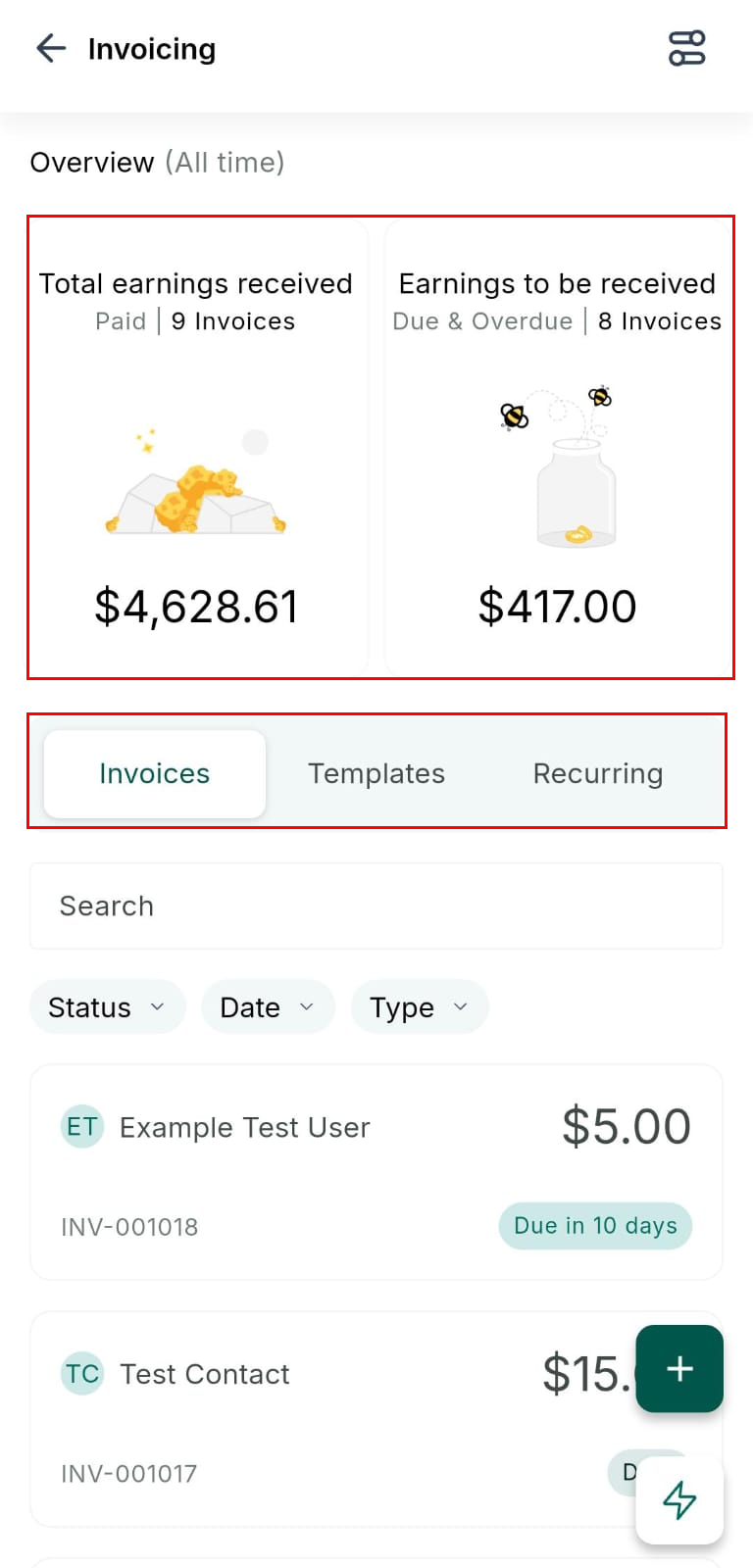 Invoice overview