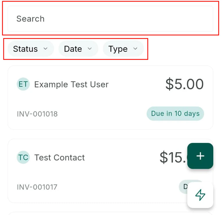 Invoice search