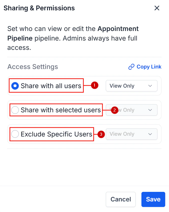 Permission level settings for pipeline access