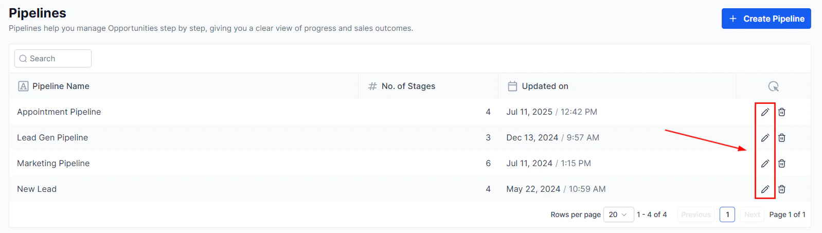 Pipeline stage configuration