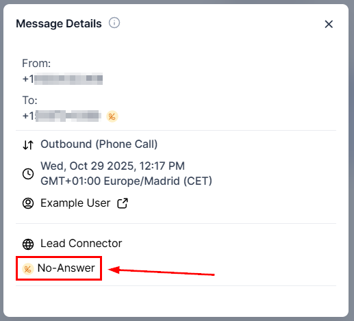 Call answered status