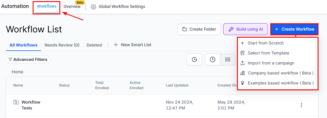 Manual calls workflow