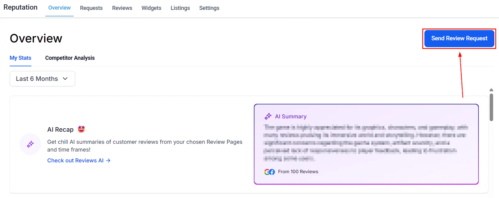 Competitor analysis section showing tracked competitors