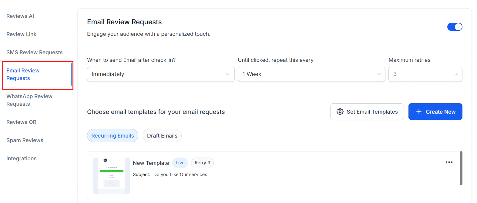 Email review request template builder