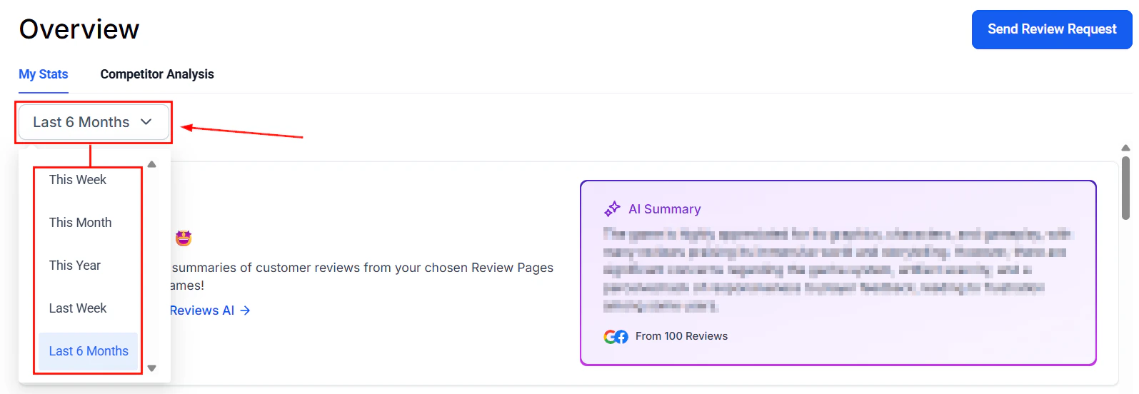 Reviews received stats tile