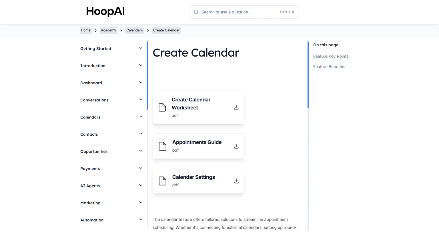 Academy calendars module overview