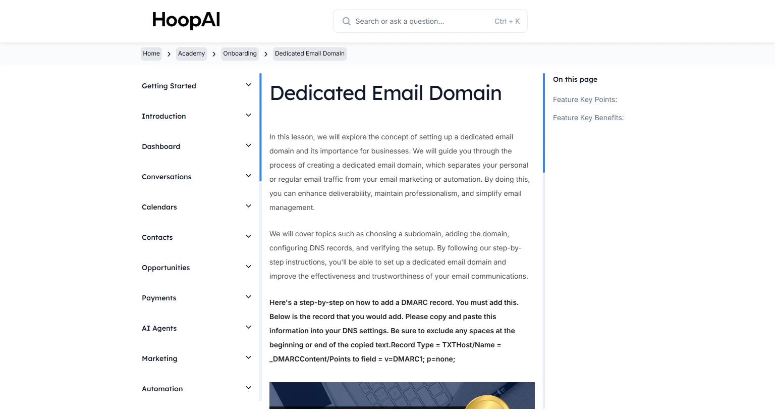 Dedicated email domain for email messaging