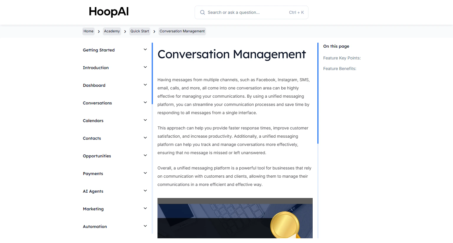 Conversation management article