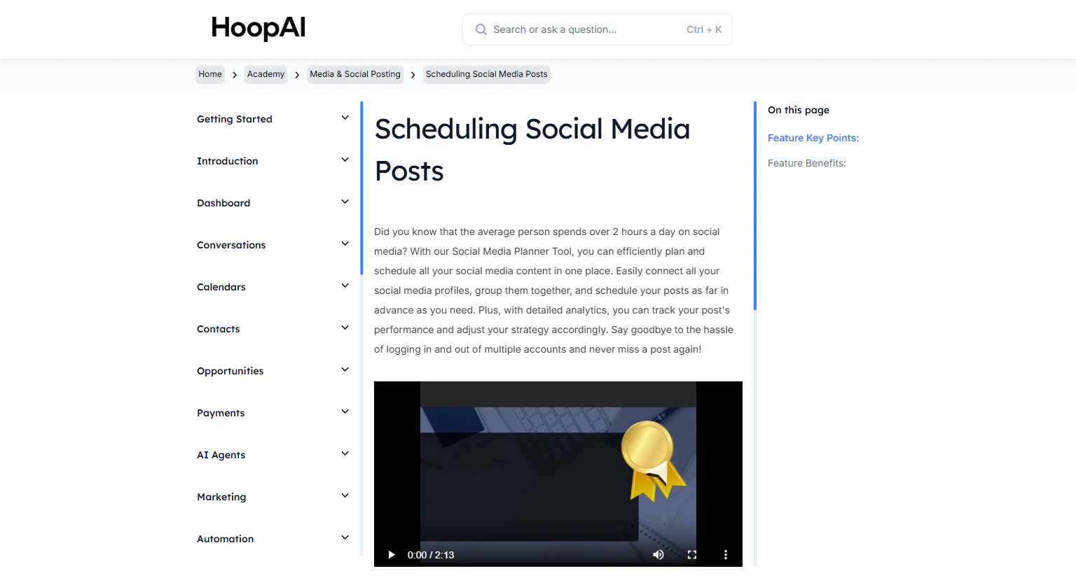 HoopAI Academy media and social posting module