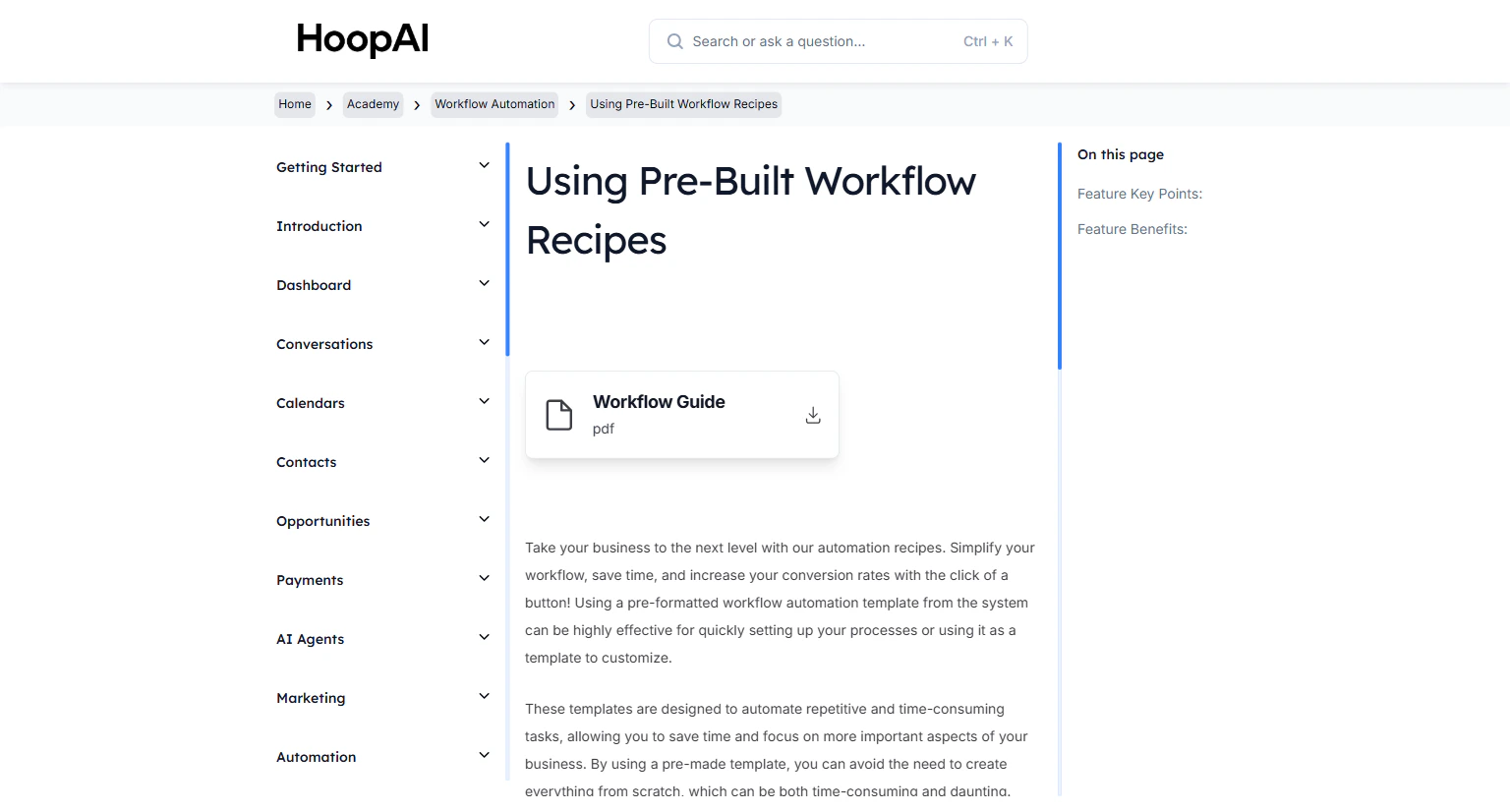 Using pre-built workflow recipes article