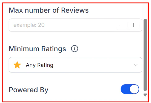 Widget with review cards