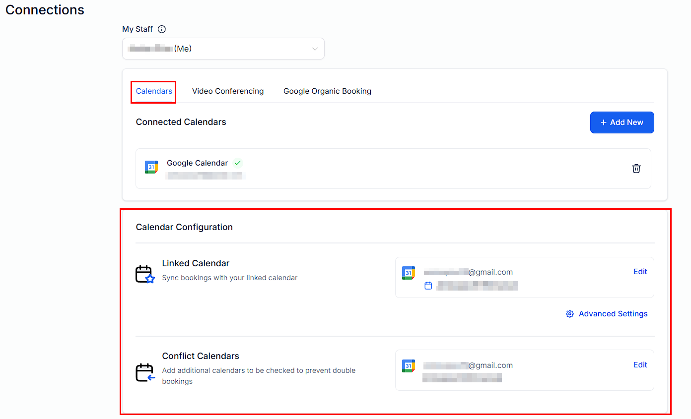 Google Calendar sync configuration
