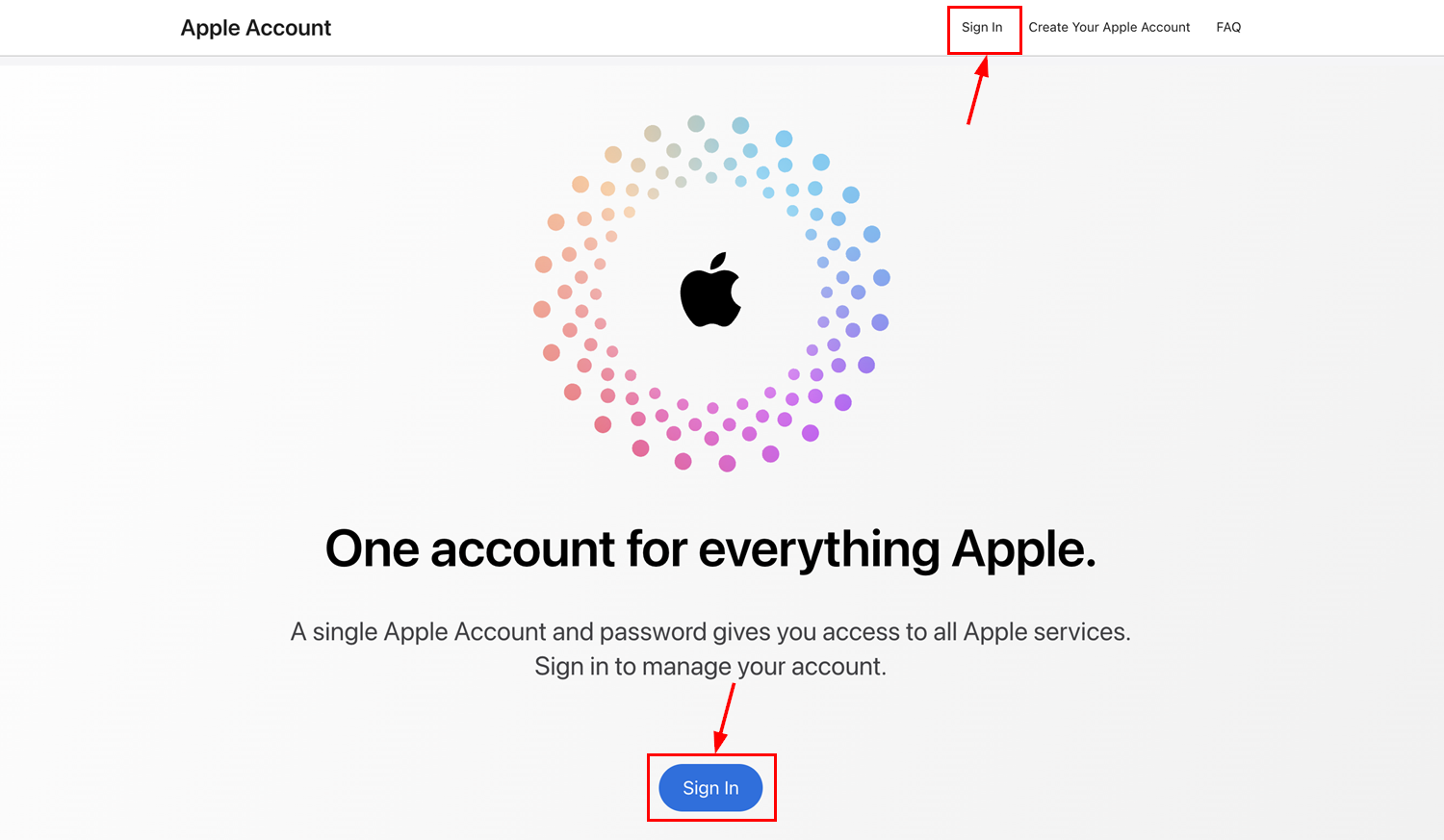 Apple ID sign-in page