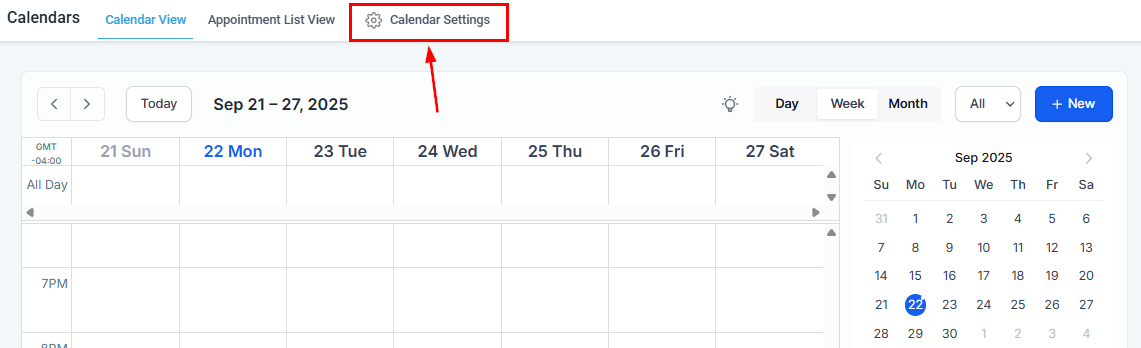 Calendar Settings with Google organic booking option