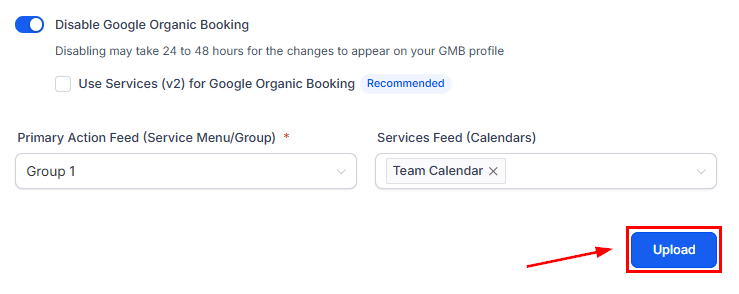 Upload assets for Google organic booking