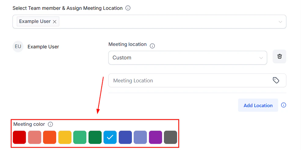 Service calendar color selection