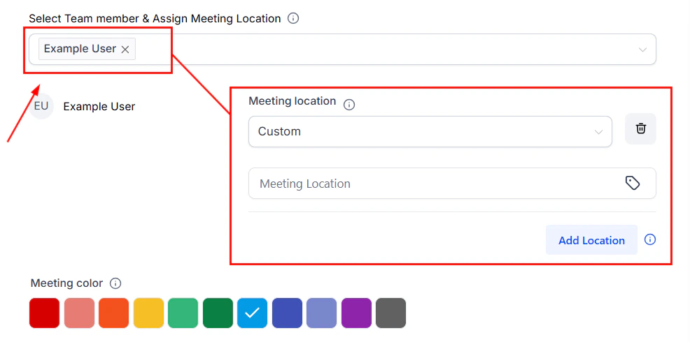 Staff member selection for service calendar