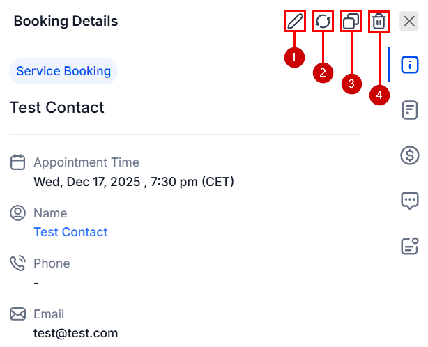 Appointment details panel