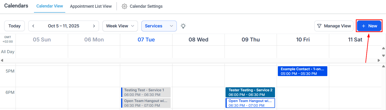 New appointment button