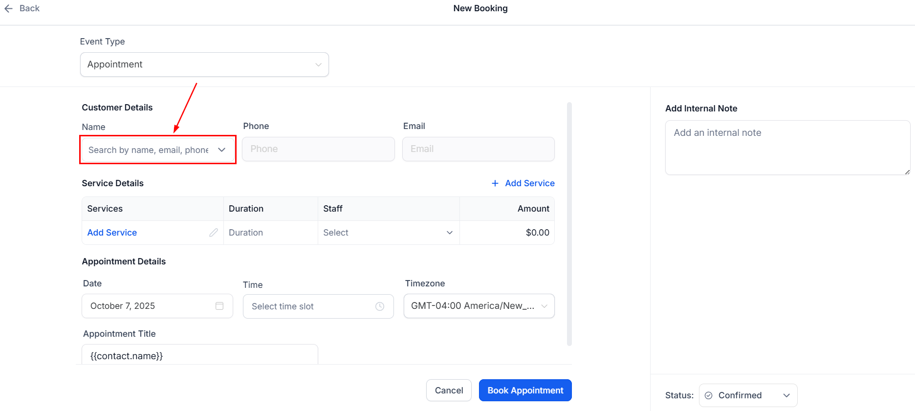 New appointment modal