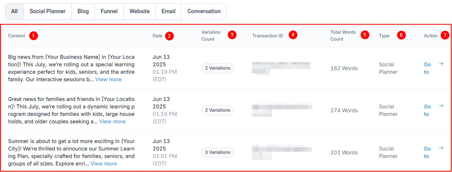 Copy content button for reusing AI-generated text