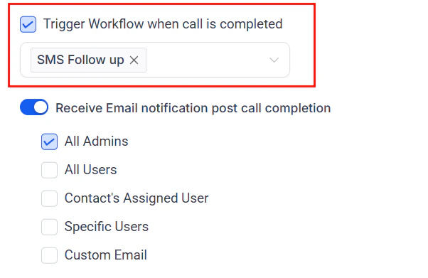 Workflow trigger configuration for call escalation events