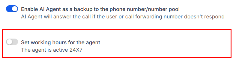 Working hours schedule configuration with day and time blocks