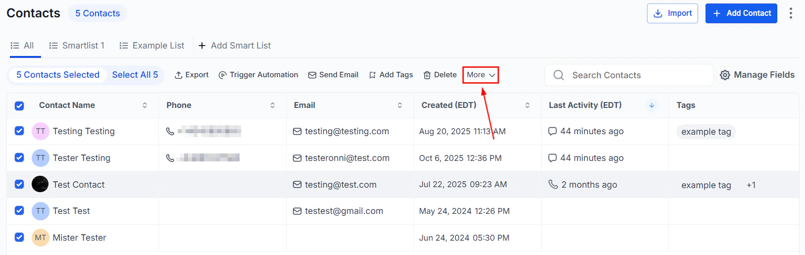 Add to automation quick action