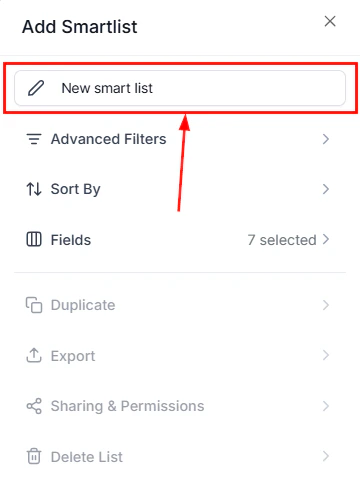 Smart list name field