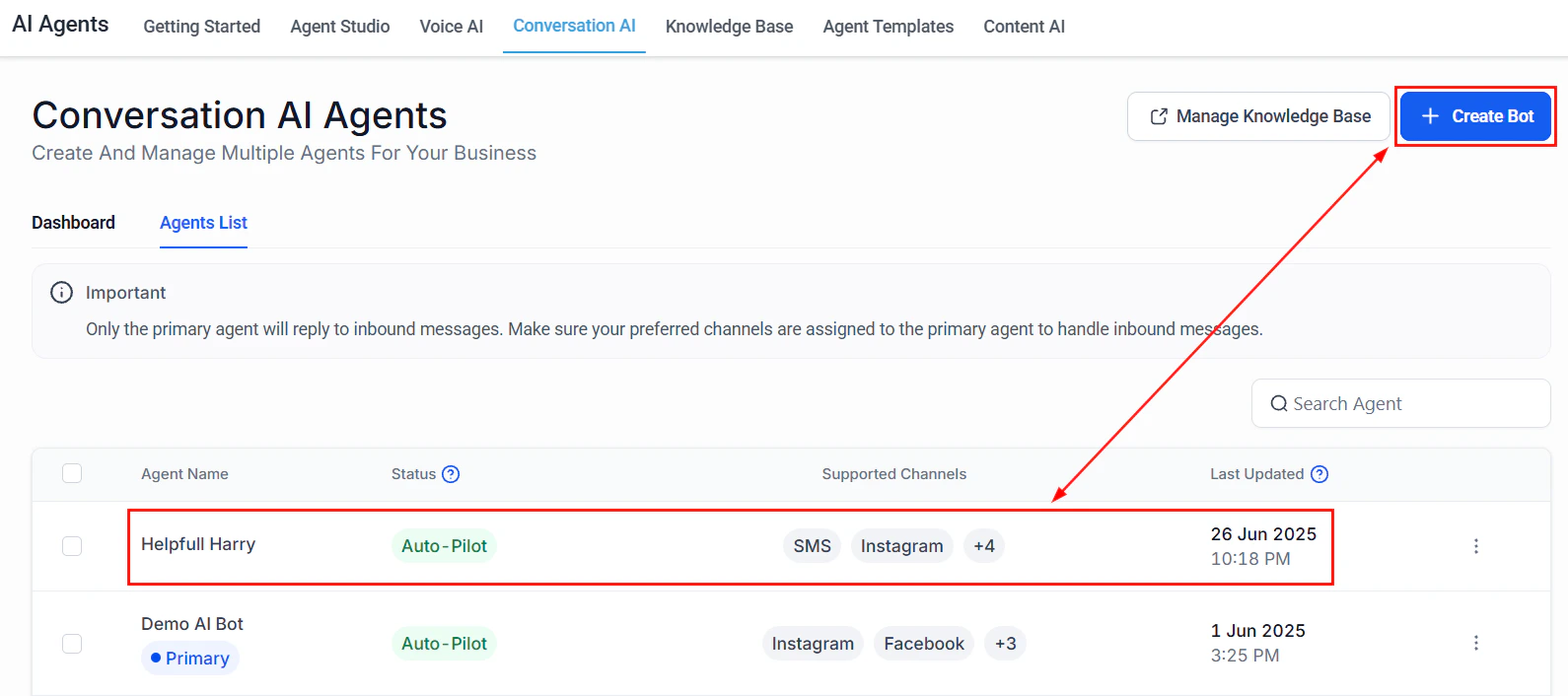 Navigate to Settings then Conversation AI in the HoopAI sidebar