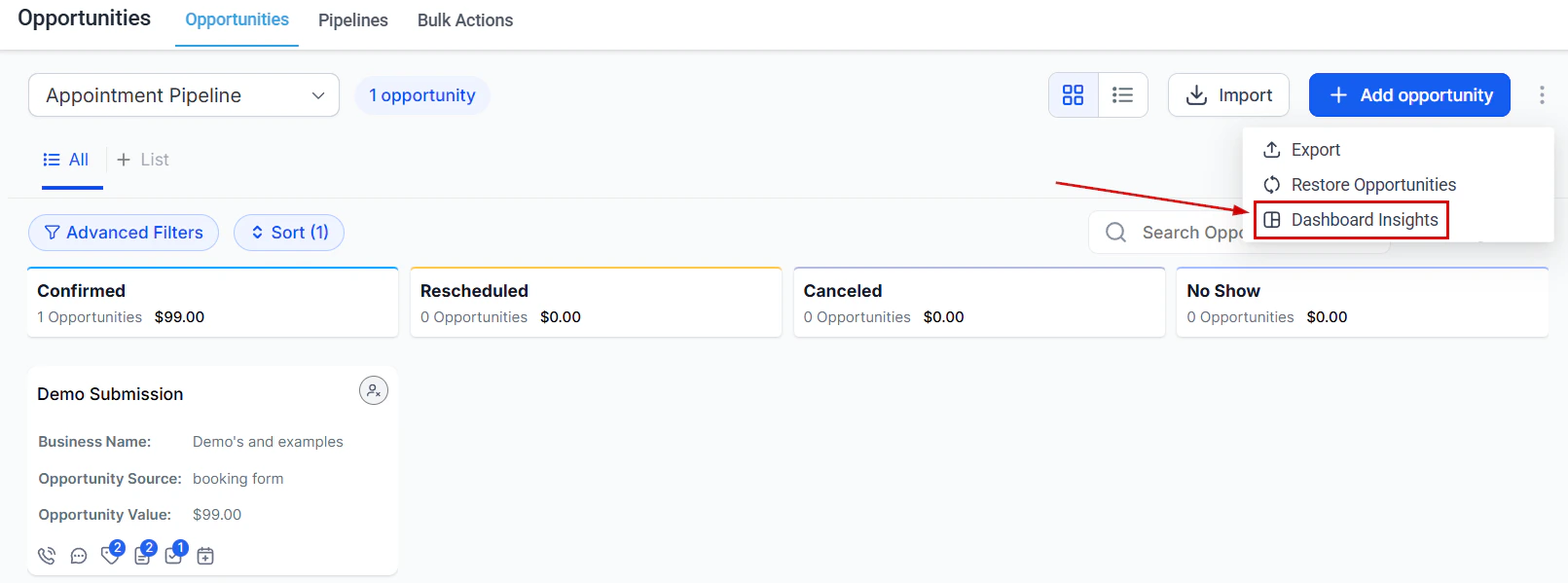 Granular Insights view with individual records
