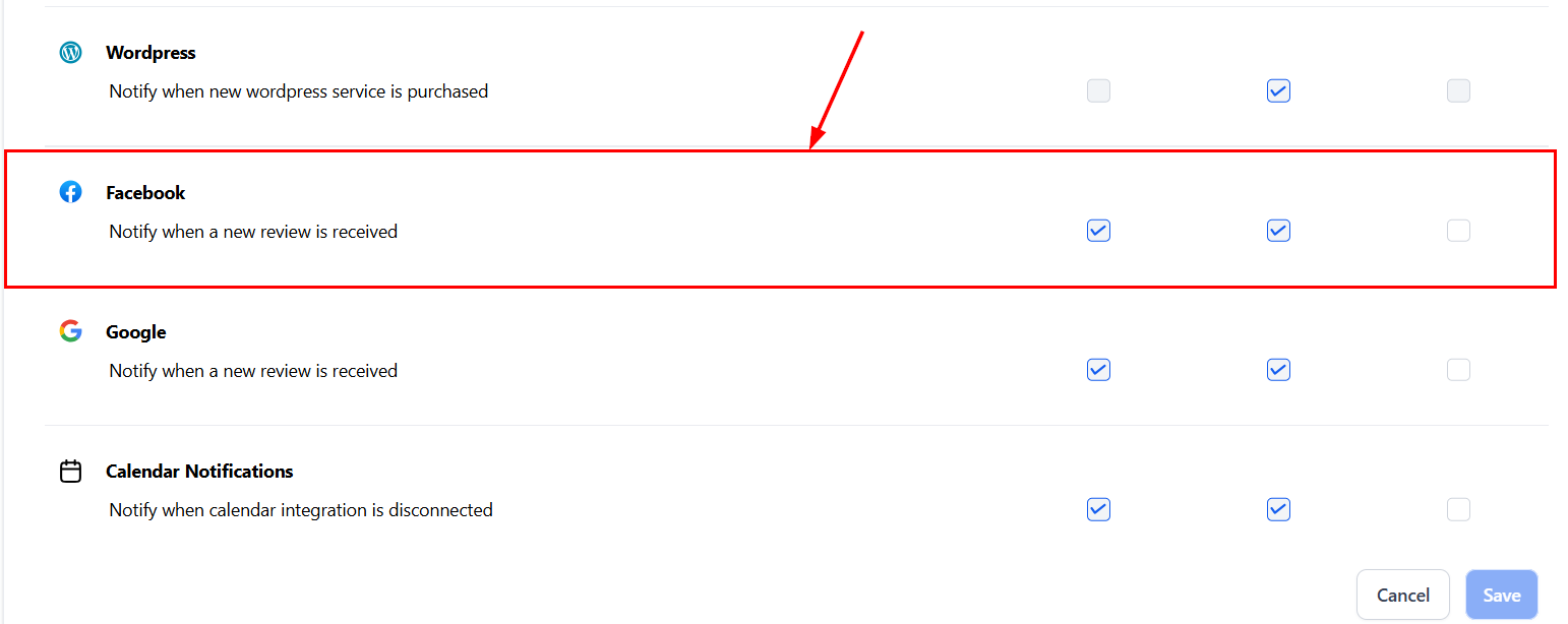 Facebook notifications