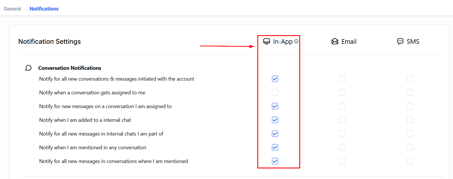 In-app notifications